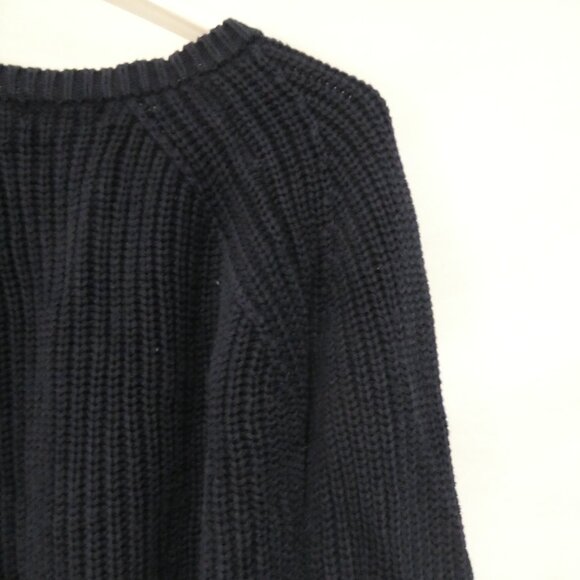 525 AMERICA | small | Navy Blue Cotton Chunky Knit Crewneck Sweater - Picture 11 of 16
